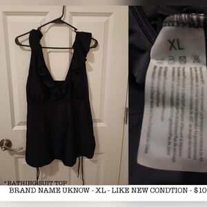 Black Ruffled Tie Front Tank Top Swim Blouse